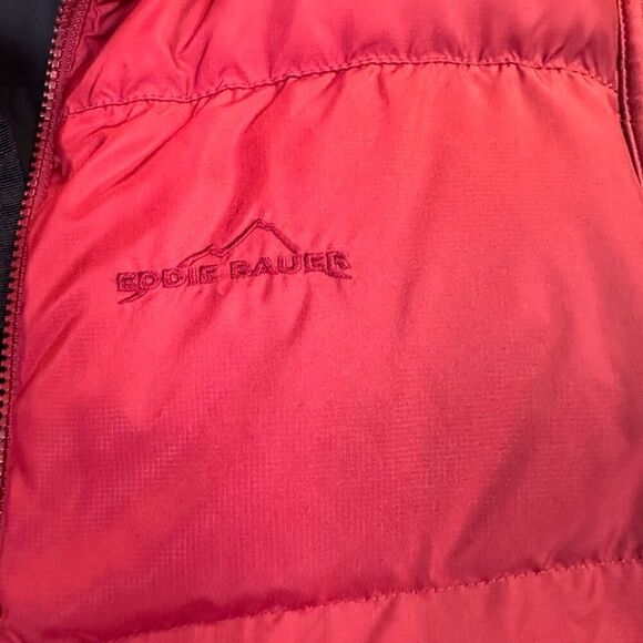 Eddie Bauer Mens Size Large 80% Goose Down Puffer Vest Red Zip Front Pockets - Picture 4 of 8